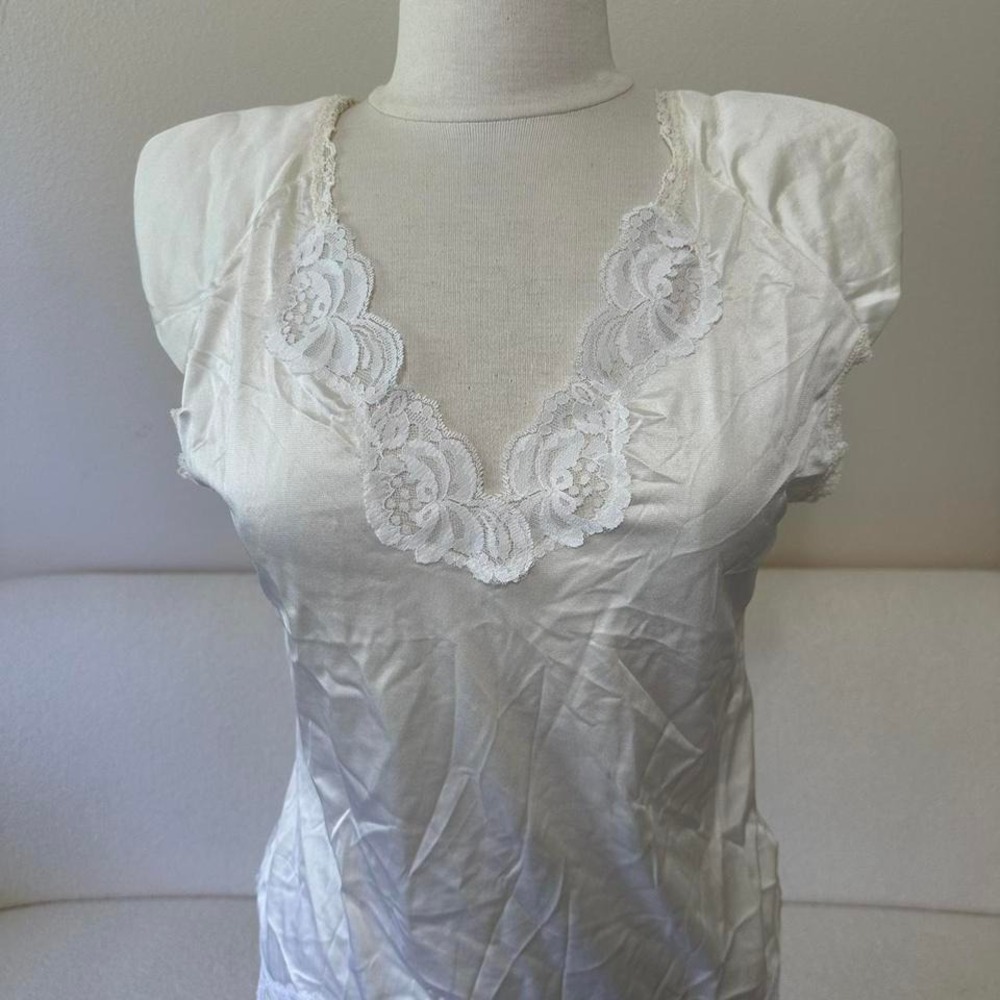 VTG Lace Trim Padded Coquette Babydoll Dollette Shoulder Cami Top Women S Ivory